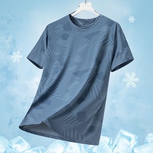 T-shirt de sport pour homme grande taille OEM, à séchage rapide, tricoté, respirant, à manches courtes, col rond, imprimé, décontracté, avec logo frontal, en polyester - Product Image 3