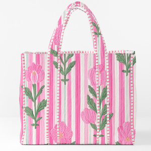 Borse a Spalla Grandi <span class=keywords><strong>da</strong></span> Donna all'Ingrosso, Borse Tote <span class=keywords><strong>da</strong></span> Spiaggia Monogrammate per Regali di Nozze, Borse Tote Trapuntate Floreali - Product Image 3