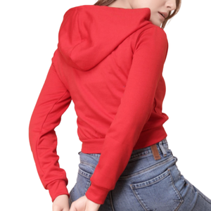 New Arrivals <b>Women's</b> Cotton Terry <b>Zip</b>-<b>Up</b> Cropped Hoodie 100% Cotton Embroidered Relaxed Fit Streetwear Zipper Crop <b>Top</b> Hoodies - Product Image 3