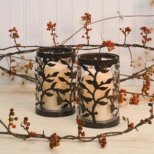 Ensemble de porte-bougies en fer noir avec motif de feuilles découpées, forme cylindrique, pour la décoration de la maison, résistant à la chaleur - Product Image 6