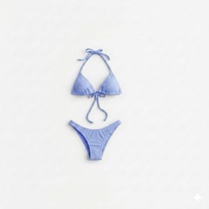 Haut de bikini noir pour femme avec cordon de serrage à l'avant et bretelles réglables, maillot de bain uni en spandex et polyester - Product Image 2