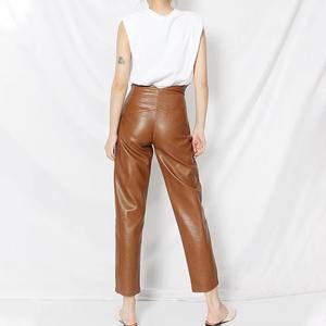 Pantalones de Cuero Genuino para Mujer, Suaves, de Piel de Cordero, Ajustados, Estilo Urbano, Venta al Por Mayor OEM - Product Image 3