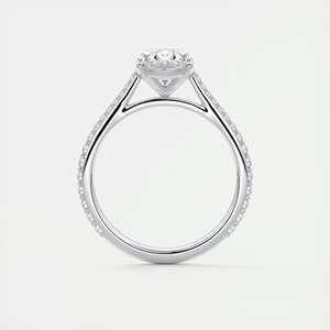 Anillo de compromiso solitario con diamante cultivado en laboratorio de corte ovalado de 2.30 quilates, engaste tipo catedral con pavé, en oro blanco de 14 quilates. - Product Image 5