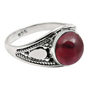 Elegant 925 Sterling <b>Silver</b> Classic <b>Ring</b> Featuring Brilliant Round Cut <b>Garnet</b> Gemstone IGI Certified Handcrafted Bohemian <b>Ring</b> - Product Image 1