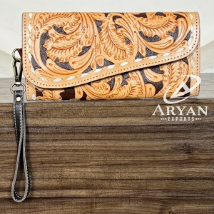 Prix d'usine – Nouvelle pochette à main en cuir véritable fait main pour femme, style floral, mini sac à main, portefeuille multi-usages pour le quotidien - Product Image 1