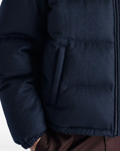 <b>Mens</b> Navy Blue Puffer <b>Jacket</b> Stand Collar Zipper Closure Windproof Casual Winter Coat Thick Polyester Fiber Filling <b>Short</b> Length - Product Image 6