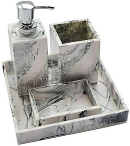 ชุดห้องน้ำทำจากเรซิน4ชิ้นดีไซน์ทันสมัยที่ใส่สบู่เหลวและที่ใส่แปรงสีฟันสำหรับเป็นของขวัญทางธุรกิจ - Product Image 1