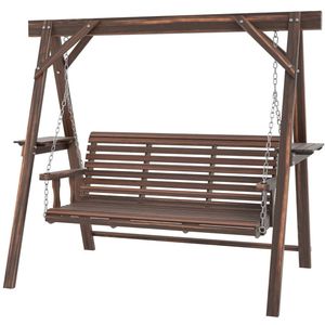 Dondolo da Esterno Marrone Carbonizzato con Supporto per Veranda, Terrazza o Giardino - Product Image 6