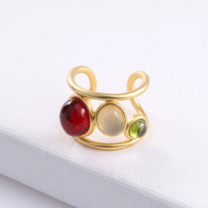 Anillo Abierto de Jade Estilo Vintage Ajustable para Mujer - Product Image 4