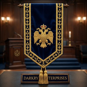 Écharpe Maçonnique Personnalisée en Fil Doré Brodé, Ornement Royal Arch Keystone, Fil Doré, Régalia Fait Main avec Franges et Pompons - Product Image 3