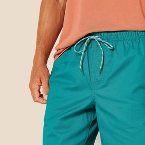 Shorts de Playa para Hombre, 100% Algodón, Color Sólido, Transpirables, con Cintura Elástica, Bolsillos Delanteros con Logotipo, Estilo Casual para Uso Diario - Product Image 4