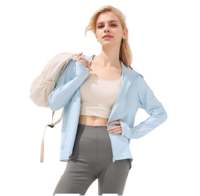 <b>Women</b> <b>Lightweight</b> Cropped Hooded Racer <b>Jacket</b> Zip Up Long Sleeve Windproof Solid Color Outerwear for <b>Summer</b> Casual Wear - Product Image 4