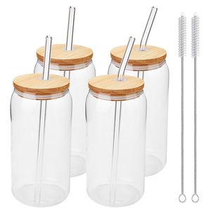 Ensemble de verres à boisson en forme de canette de 20 oz, 4 gobelets mignons avec couvercles en bambou, pailles, gobelets à thé à bulles, smoothies, jus, café glacé, comprend 2 - Product Image 1