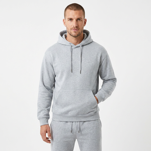 Conjunto Deportivo Unisex Gris con Capucha, Sudadera y Pantalones Largos de Algodón, Color Sólido Informal con Cordón Ajustable, Corte Regular para Adultos - Product Image 3