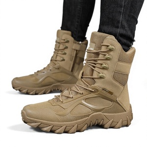 Botas de Senderismo Color Caqui para Hombre, Parte Superior de Malla Transpirable, Suela de Goma, Punta Redonda, Zapatos Tácticos para Exteriores para Todas las Estaciones - Product Image 1