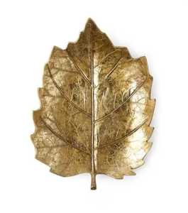 Luxury Metallic Gold Curved Lotus Leaf Dish Decorative Trinket Tray Elegant Jewelry Organizer Vanity <b>Platter</b> Table Accent - Product Image 6