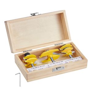 Set di 3 frese professionali per la lavorazione del legno con punta in carburo e gambo da 1/4 di pollice, con custodia per il trasporto - Product Image 1