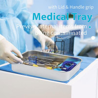 Plateau polyvalent en acier inoxydable pour instruments chirurgicaux, avec un design spacieux pour un rangement et une manipulation durables et réutilisables des outils