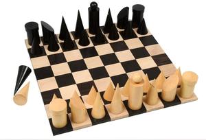 Jeu d'échecs géométrique minimaliste en bois d'ébène et de buis naturel, pièces de 3,4 cm, au meilleur prix - Product Image 2
