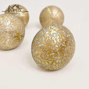 Geometric Hexagon Brass Cabinet Knob Polished <b>Gold</b> Finish Textured Decorative <b>Drawer</b> <b>Pull</b> for Furniture - Product Image 4
