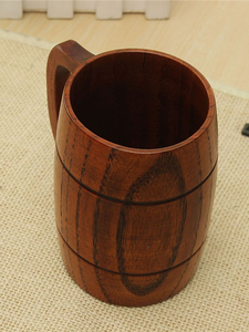 Wholesale Rustic Wooden Beer Stein <b>Reusable</b> Natural Wood Coffee <b>Mug</b> with Handle - Product Image 2