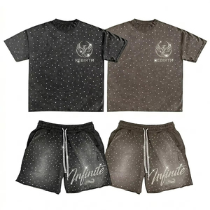 Ensemble 2 pièces haut et short pour homme, personnalisé avec logo, style délavé, grande taille, idéal pour l'été - Product Image 5