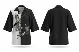 Camisa de Vestir con Estampado Gráfico Personalizado Abstracto, Corte Holgado, Mangas Cortas, Estilo Casual, Camisas Elegantes OEM ODM - Product Image 3