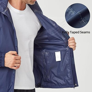 Latest Style <b>Men's</b> Hooded Breathable <b>Rain</b> <b>Jacket</b> 2026 Hot Sale Front Logo High Street Style Nylon/Polyester Made in Pakistan - Product Image 5