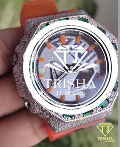 Montre en Moissanite pour Homme, en Argent Sterling 925, Sertie de Pierres, Cadran Vert, Montre Hip Hop Personnalisée - Product Image 6