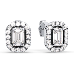 Boucles d'oreilles clous REYES minimalistes en or massif 14 carats avec moissanite taille émeraude 1,6 carat et fermoir à vis pour femme, bijoux fins pour usage quotidien - Product Image 3