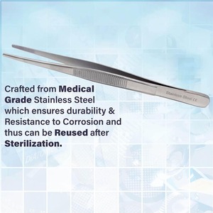Precision Blunt Serrated Tips Stainless Steel Thumb Forceps Tweezers Comfortable Ridged Handle Surgical Instruments - Product Image 5