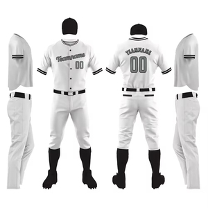 Ensemble d'uniformes de baseball personnalisés en polyester respirant, sublimation sur mesure, marque OEM, maillot blanc pour homme, pantalon blanc, vêtements d'équipe - Product Image 6