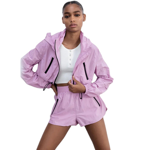 Veste coupe-vent en nylon et polyester pour femme, automne/hiver, réversible, imperméable, ensemble veste courte et short, haute qualité - Product Image 1