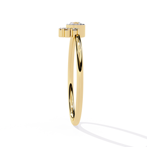 Anillos minimalistas de oro sólido de 14k con diamantes de talla redonda engastados en bisel para mujer, para regalo, compromiso, aniversario, boda - Product Image 3