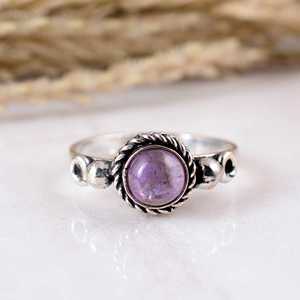 SHYAM JEWELRS Handmade 925 Sterling <b>Silver</b> Natural Purple <b>Amethyst</b> Bezel Setting Wedding Boho & Hippie Unisex <b>Ring</b> - Product Image 1