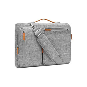 Étui pour ordinateur portable en polyester noir minimaliste avec fermeture éclair, poignée, léger, grande capacité, design unisexe à dos souple - Product Image 4