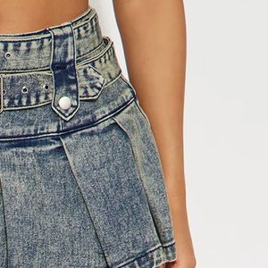 Mini-jupe en jean de coton personnalisée de haute qualité pour femmes, style Y2K, taille haute, avec boutons – Vente en gros OEM - Product Image 3