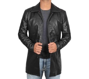 Chaquetas Largas de Cuero Genuino Clásicas de Alta Calidad, Abrigos de Cuero Personalizados OEM Elegantes para Hombre, Ofrecidos a Precios de Mayoreo 2026 - Product Image 1