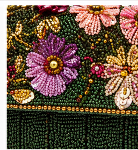 <b>Green</b> Floral Beaded Clutch | Handmade Embroidered <b>Evening</b> <b>Bag</b> | Elegant Chain Purse| <b>Green</b> <b>Evening</b> Purse with Chain Strap - Product Image 6