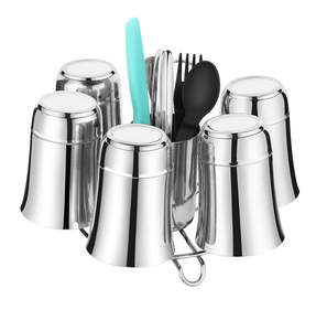 Support à vaisselle en acier inoxydable, porte-couteaux de cuisine, support de rangement multifonctionnel pour ustensiles, durable, résistant à la rouille, pour comptoir - Product Image 6