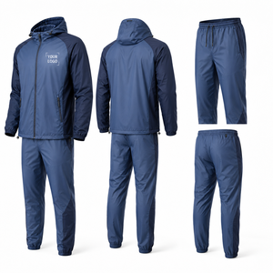 Unisex Waterproof Windproof Tracksuit Hooded Back <b>Zip</b> Pocket Solid Color Sporty Lightweight Polyester Summer Wear Custom Logo - Product Image 2