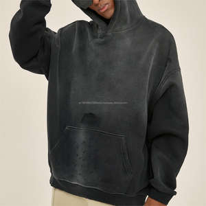 Sudadera personalizada de algodón de gran tamaño de alta calidad en relieve de peso pesado lavado ácido Vintage cálido cómodo Sudadera con capucha - Product Image 5