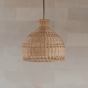 Lustre en bambou tissé de haute qualité Ecowoodies, abat-jour léger pour intérieur et extérieur, lampe artisanale en bambou et rotin, Art Déco, meubles pour la maison - Product Image 6