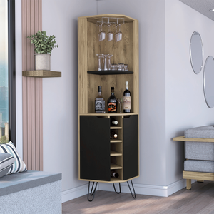 Mobile Bar ad angolo Bursan con sei portabottiglie da incasso per due e quattro ripiani - Product Image 1