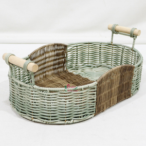 Eco-Friendly Handwoven <b>Water</b> <b>Hyacinth</b> <b>Basket</b> with Leather Handles for Home Decor. - Product Image 4