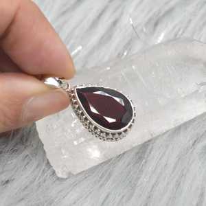 Red Garnet Teardrop Pendant Necklace Sterling Silver Gemstone Jewelry Elegant Gift For Women - Product Image 2