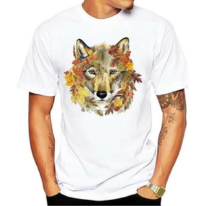 <b>Men's</b> White Tiger Print T-Shirt Short Sleeve O-Neck Casual <b>Animal</b> Pattern Cotton Jersey Breathable Regular Fit - Product Image 3