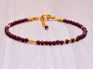 Bracelet à breloques en grenat, argent sterling 925, plaqué argent, design simple et classique, bijoux faits à la main, cadeau pour femmes - Product Image 6