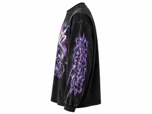 Sudadera de cuello redondo extragrande de manga larga para hombre, estampado de rayos morados, estilo urbano, 100% algodón, jersey de punto, otoño - Product Image 3
