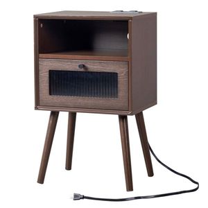 Wooden 1-Drawer Nightstand End Side Table for Living Room Bedroom - Product Image 1